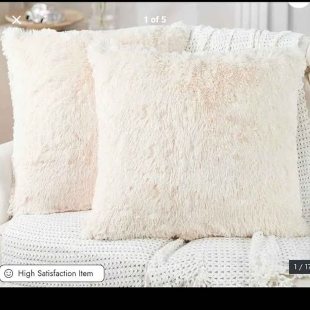 24x24 Faux Fur Throw Pillows - Set of 3 - New